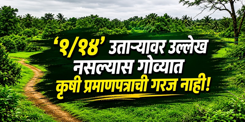 आता ‘१/१४’ उताऱ्यावर उल्लेख नसल्यास गोव्यात कृषी प्रमाणपत्राची गरज नाही